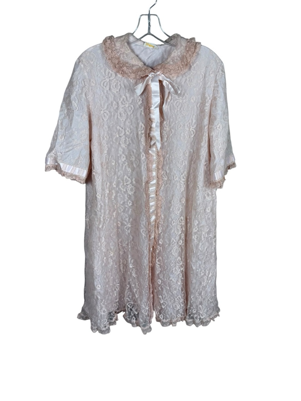 Lace Trim Button-Front Dressing Gown Robe